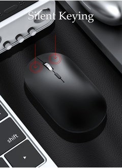 اشتري Wireless Mouse, Slim Mouse Silent Mice Noiseless for Laptop with 2.4G USB Adapter Ultrafast Scrolling Portable Mouse Compatible with PC HP Lenovo ASUS Dell Smart TV في السعودية