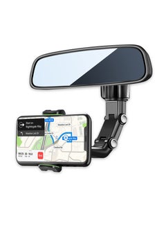 اشتري Rear View Mirror Phone Mount, 360° Rotating Phone Mount for Car, Multifunctional Universal Car Holder for Car Compatible with iPhone Samsung All 4-7 Inch Cell Phones and GPS في الامارات