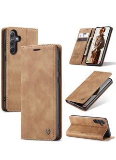 Buy Phone Case Compatible with Samsung Galaxy A35 with Card Holder High-end Retro Leather Shockproof Protective Wallet Case in Saudi Arabia