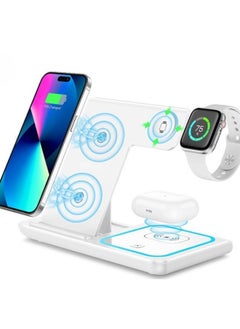 Buy 3-In-1 Wireless Charger - White (With US Standard Charging Head) in UAE