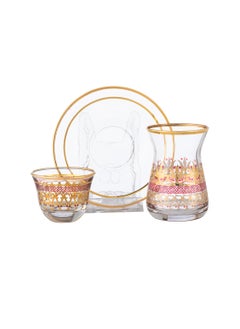 Buy A set of cups for Arabic tea and coffee, consisting of 18 pieces (6 tea cups + 6 tea saucers + 6 Saudi coffee) in Saudi Arabia