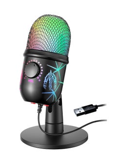 Buy USB Microphone Plug and Play Gaming Mic for PC Mac PS4 or5 Podcast Microphone with RGB Mute Monitor Noise Reduction Volume Gain Great for Recording Streaming in Saudi Arabia