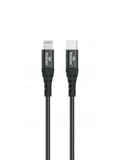 Buy Typec to lightning nylon-braided charging and sync cable 1M supports fast charing certificated from Apple black from Moogmax in Saudi Arabia