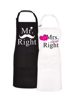 Buy 2-Piece Couple Adjustable Aprons Black/White/Pink 27.6×33.5inch in Saudi Arabia