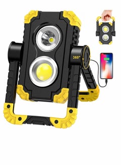 Buy Work Light Rechargeable LED Portable Flood Lights 4 Modes COB Waterproof 10W 1000LM for Outdoor Camping Hiking Emergency Car Repairing and Job Site Lighting in UAE