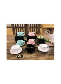 Buy Coffee set, 3 colors, 12 pieces, porcelain rose marble CS3855-ROS in Egypt