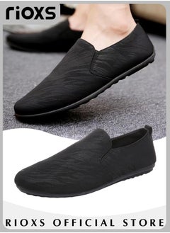 Buy Men's Flat Loafers Slip On Casual Breathable Driving Shoes Fashion Lightweight Outdoor Boat Shoes in Saudi Arabia