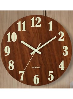 Buy Luminous Wall Clock,12 Inch Silent Wooden Design Night Lights Round Wall Clock,Silent Non-Ticking Battery Operated Round Wall Clocks,Easy to Read,for Living Room Home Office in Saudi Arabia