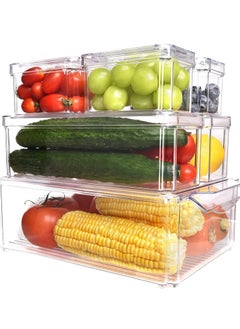 Buy Fridge Organizers And Storage - Made With Premium Quality Acrylic Glass - Fridge Organizer For Fruits, Vegetables, Drinks , Eggs And Other Food (7 Pcs Set) in UAE