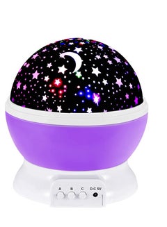 Buy Night Light For Kids Moon Star Projector 4 LED Bulbs 8 Light Color Changing With USB Cable 360 Degree Rotation Romantic Lighting Baby Kids Women Party Bedroom Decoration Purple in UAE