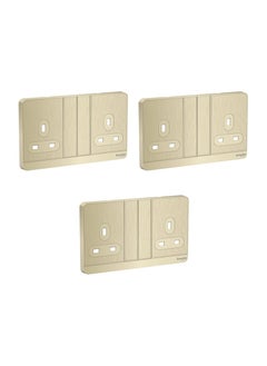 اشتري Schneider Electric AvatarOn E83T25_GH_G12, 2 switched socket, 3P, 13 A, 250 V, Metal Gold Hairline - Pack of 3 في الامارات