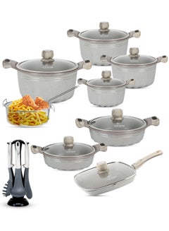 Buy 22-Piece Nonstick Granite Cookware Set - PFOA Free, Induction Compatible, Oven Safe in UAE