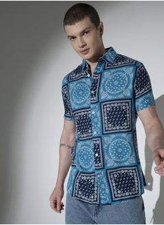 اشتري Multicolor Ethnic Motif Shirt for Men, Oversized and Casual في الامارات