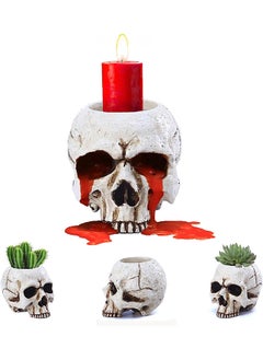 Buy Skull Candle Holder Skeleton Candlestick Holders Spooky Tealight Cup  Decor Resin Candlestick Crafts for Home Party Graveyard Outdoor Decoration, White, 1 Pieces in Saudi Arabia