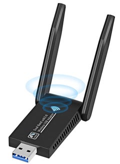 اشتري Wireless USB WiFi Adapter,1300Mbps Dual Band 2.4/5Ghz Wireless Network External Receiver,5dBi Dual Band Wifi Dongle For PC/Desktop/Tablet/Laptop في الامارات