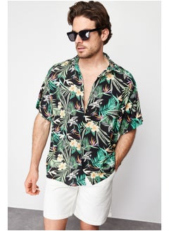 Buy Multi Color Oversize Fit Tropical Printed 100% Viscose Short Sleeve Flowy Summer Shirt TMNSS24GO00043 in Egypt