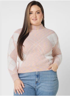 Buy Checked Turtle Neck Sweater in UAE