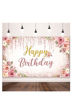 اشتري Rose Gold Happy Birthday Background, Glitter Birthday Background Sign, Banner, Birthday Party Supplies Photo Background, Girls Ladies Pink and Gold Birthday Party Decoration Supplies (71x 47 inch) في السعودية