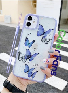 Buy Butterfly Pattern Protective Case for iPhone 11 6.1 inch Fall Resistant Suitable for Women Purple in UAE