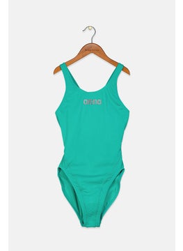 Buy Women Brand Logo One Piece Swimsuit, Green in Saudi Arabia