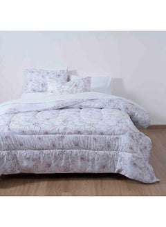 اشتري Sketch Floral 3-piece Microfiber Comforter Set 160x220cm - White في الامارات