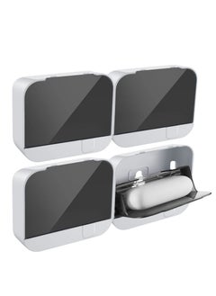 اشتري Bar Soap Holder, 4 Pack Soap Dish Holder Shower Wall Mounted Bar Soap Holder with Drain Flip Waterproof Soap Container Removable Soap Box Holder Adhesive Bathroom Sink Soap Box Dish White في السعودية