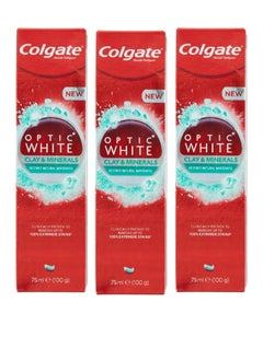 Buy 3 Piece Set Optic White Clay and Minerals Remove Stains and Restore Natural Whiteness Mint 3X75 ml in Saudi Arabia