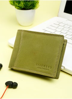 Buy Two Fold RFID Genuine  Leather Wallet with coin and secret pocket for Men in UAE