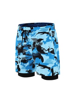 اشتري Fashionable Men's Double-Layer Quick Drying Beach Swimming Shorts في الامارات