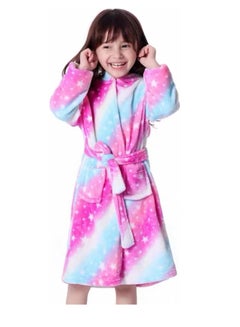 Buy Baby Girls Unicorn Design Bathrobes Hooded Nightgown Soft Fluffy Bathrobes Sleepwear For Baby Girls (8Y-9Y) in UAE