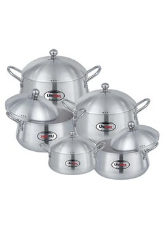 اشتري Ultimax Belly Pot Set 5 Pcs – Premium Quality Aluminium with Metal Finish, Stainless Steel Handles, Dishwasher & Oven Safe, Durable Construction, Sizes 20 cm to 28 cm (4 Ltr to 11.6 Ltr) في الامارات