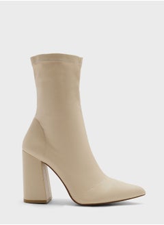 Buy Pointed Block Heel Sock Boot in UAE