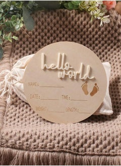 Buy Baby Name Announcement Sign For Hospital Hello World Newborn Sign Shower Gift Wood Discs Milestone Card Photo Prop in Saudi Arabia