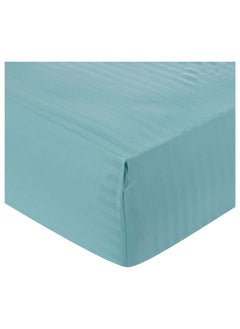 Buy HOTEL COLLECTION Stripe TEAL BLUE Fitted Sheet 90 x 190 cm with Single Pillow Case in UAE