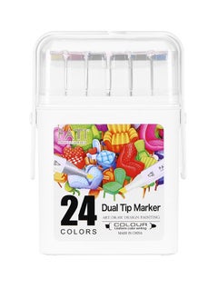 اشتري FATI Double Tipped Based Marker Pens Permanent Art Highlighter Pen Sketch Markers for Drawing Sketching Coloring Animation Illustration Painting Card Making Underlining (24) في الامارات