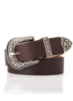 Buy Classic Ladies Retro Pin Buckle Cool Decorative Jeans Belt 105cm Brown in UAE