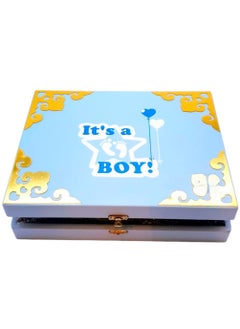 Buy Baby Shower Gifts, Its A Boy New Born Baby Gift Box for Boys Wooden Birth Announcement Box For Distribution of Chocolates, Sweets in Saudi Arabia