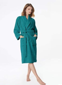 Buy Peacock Green Colour Extra Soft and Highly absorbent  Bathrobe Large Size in UAE