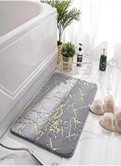 Buy Rabbit Faux Hair Plush Rectangle Non-Slip Floor Mat (Grey, 60 x 40cm) in Egypt