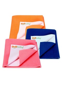 اشتري Anti Piling Fleece Extra Absorbent Instant Dry Sheet For Baby Baby Bed Protector Waterproof Sheet Small Size 50X70Cm Pack Of 3 Salmon Rose Royal Blue & Peach في الامارات