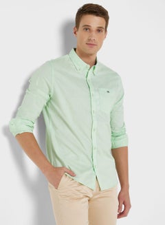Buy Men Green Slim Fit Casual Cotton Shirt in UAE