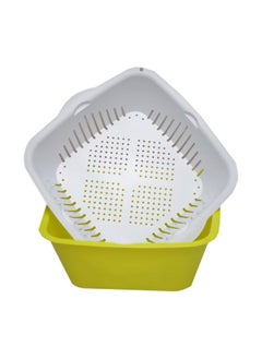 Buy 2-Piece Double-Deck Colander Set Yellow/White 36x12x35.50centimeter in UAE