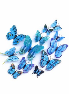 Buy Butterfly Wall Sticker, Magnetic 3D Butterfly Mural Decal, Removable Decorative Wall Sticker for Kids Room Bedroom Living Room Office Party Decoration (12pcs, Blue) in UAE