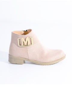 Buy Ankle Boot Flat Suede With Buckle G-26 - Beige in Egypt