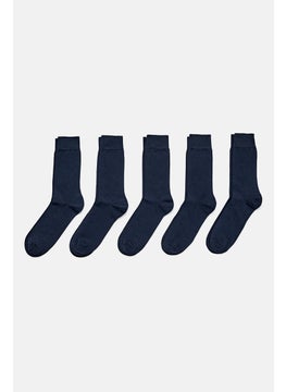 اشتري Men 5 Pairs Solid Socks, Navy Blue في الامارات