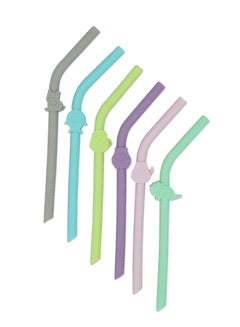 Buy Silicone Animal Straws Set of 6 with Cleaning Brush in Saudi Arabia