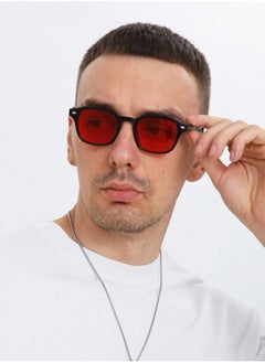 Buy Elegant And Modern Men’s Sunglasses With A Black Frame And Red Lenses in Saudi Arabia