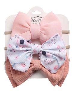 اشتري The Girl Cap Elastic Baby Headband Stretchable Nylon Assorted Hairbands for Baby Beige 3Pcs في الامارات