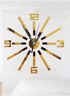 Buy DIY Clock, Minimalist Art Frameless Wall Clock, Modern Design Golden Color, Suitable for Bedroom/living Room/hotel/cafe in Saudi Arabia