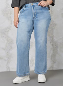 Buy Stone Wash Wide Leg Jeans in Saudi Arabia